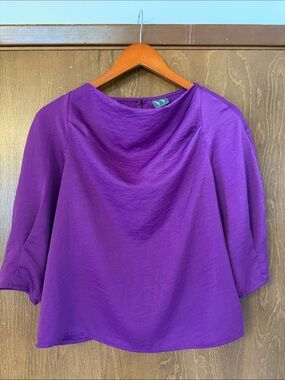 Vintage Worthington Purple Draped Neck Blouse